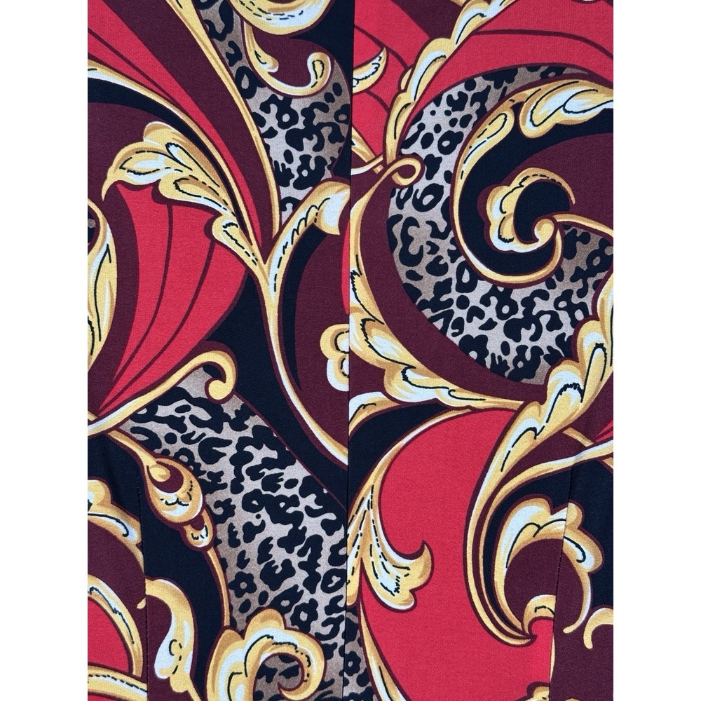 Vtg Cache Sheath Empire Dress Sz 8 Baroque Leopard Boho Fairy Whimsy Art Y2K L/S - Picture 4 of 7
